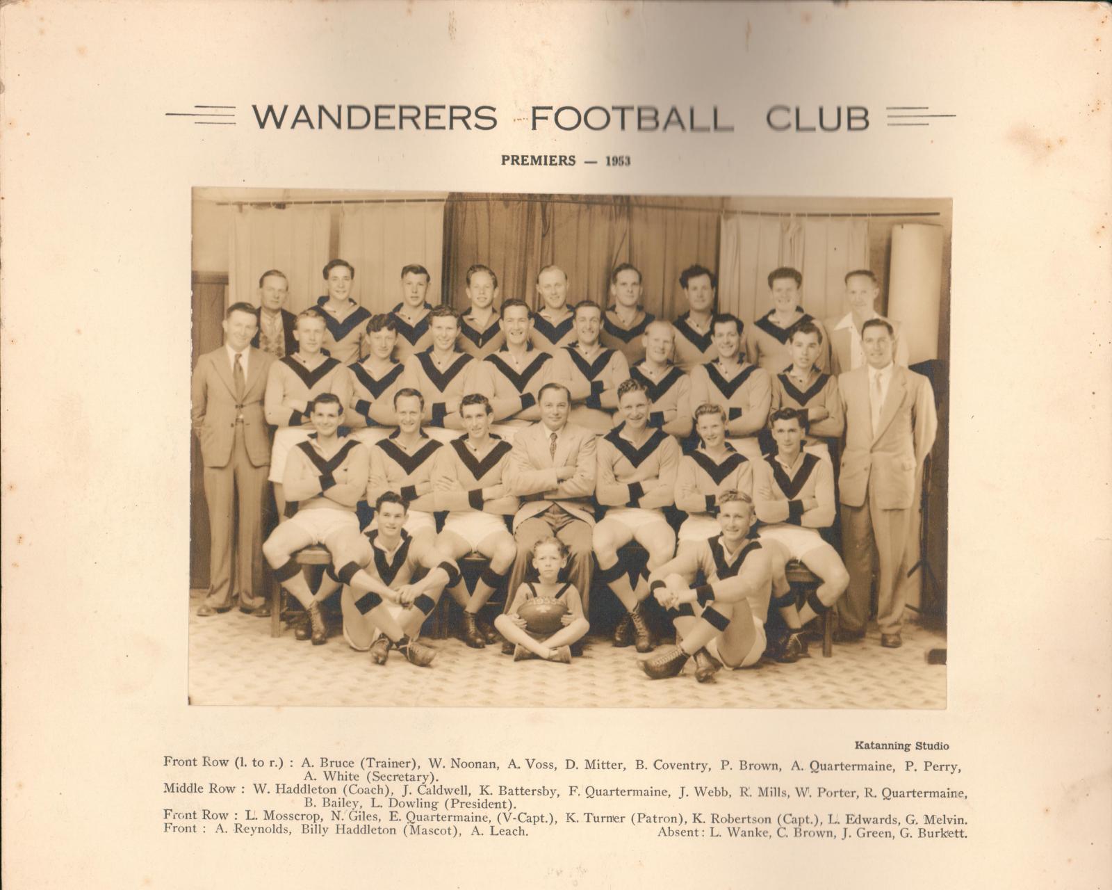 Wanderers Football Club Premiers 1953