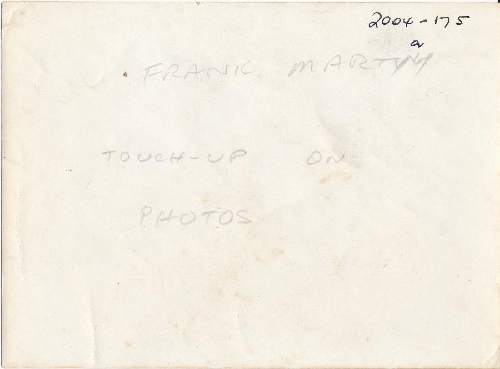 Back of photograph of Mr Frank Martyn