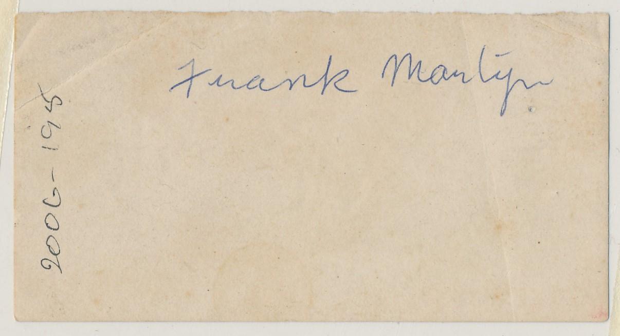 Back of photograph of Frank Martyn