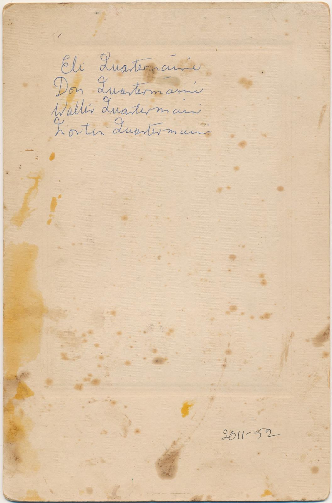 Back of photograph of Quartermaine brothers