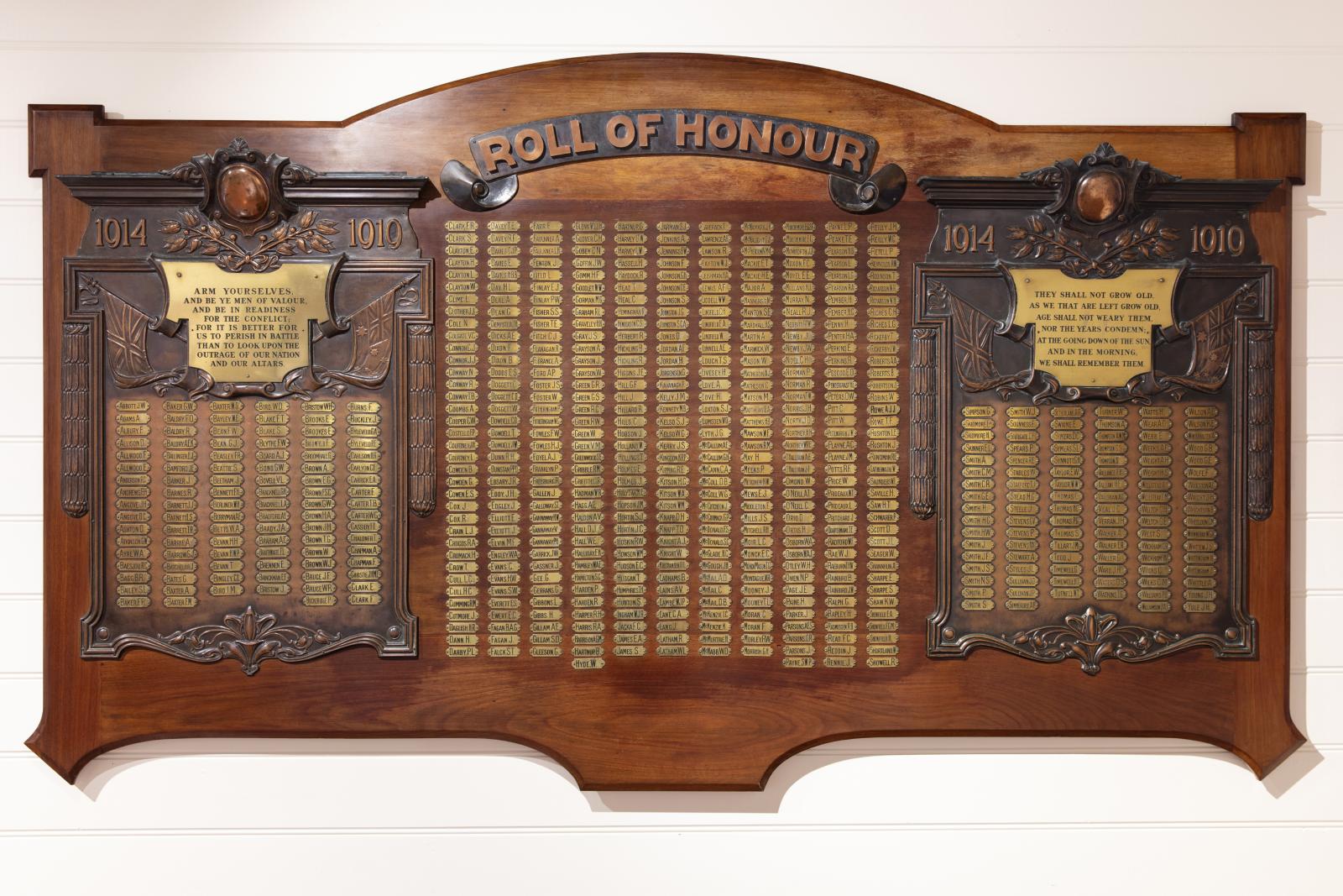 Albany Roll of Honour Board. Photo: Bo Wong, WA Museum