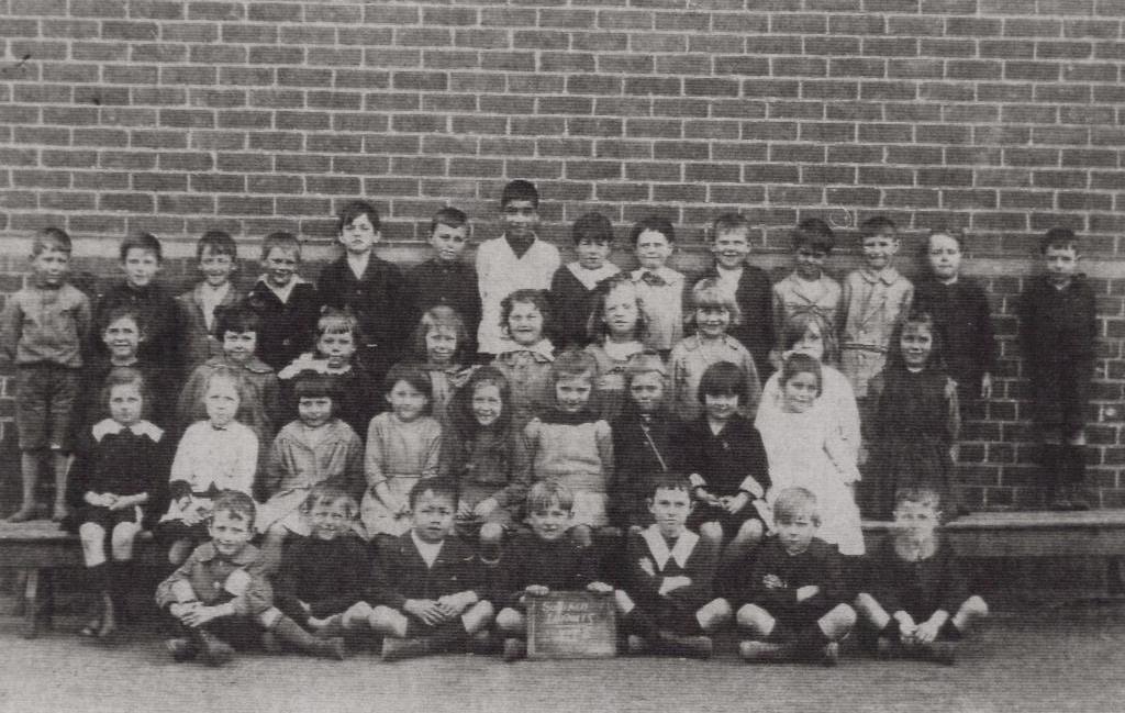 black and white photo of primary school children