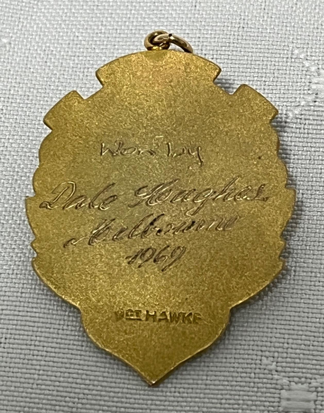 Dale Hughe's 1969 Mickle Medal (reverse)