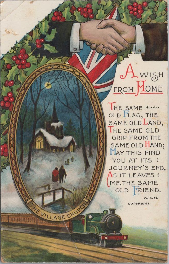 colour postcard with the title 'A WISH FROM HOME'