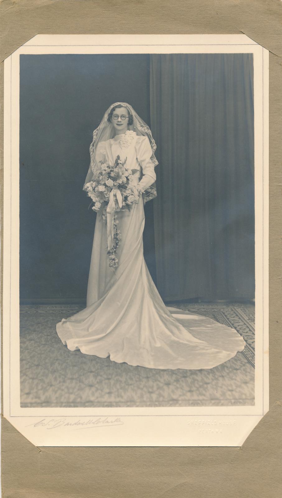 Thelma Edith Stade in her wedding dress