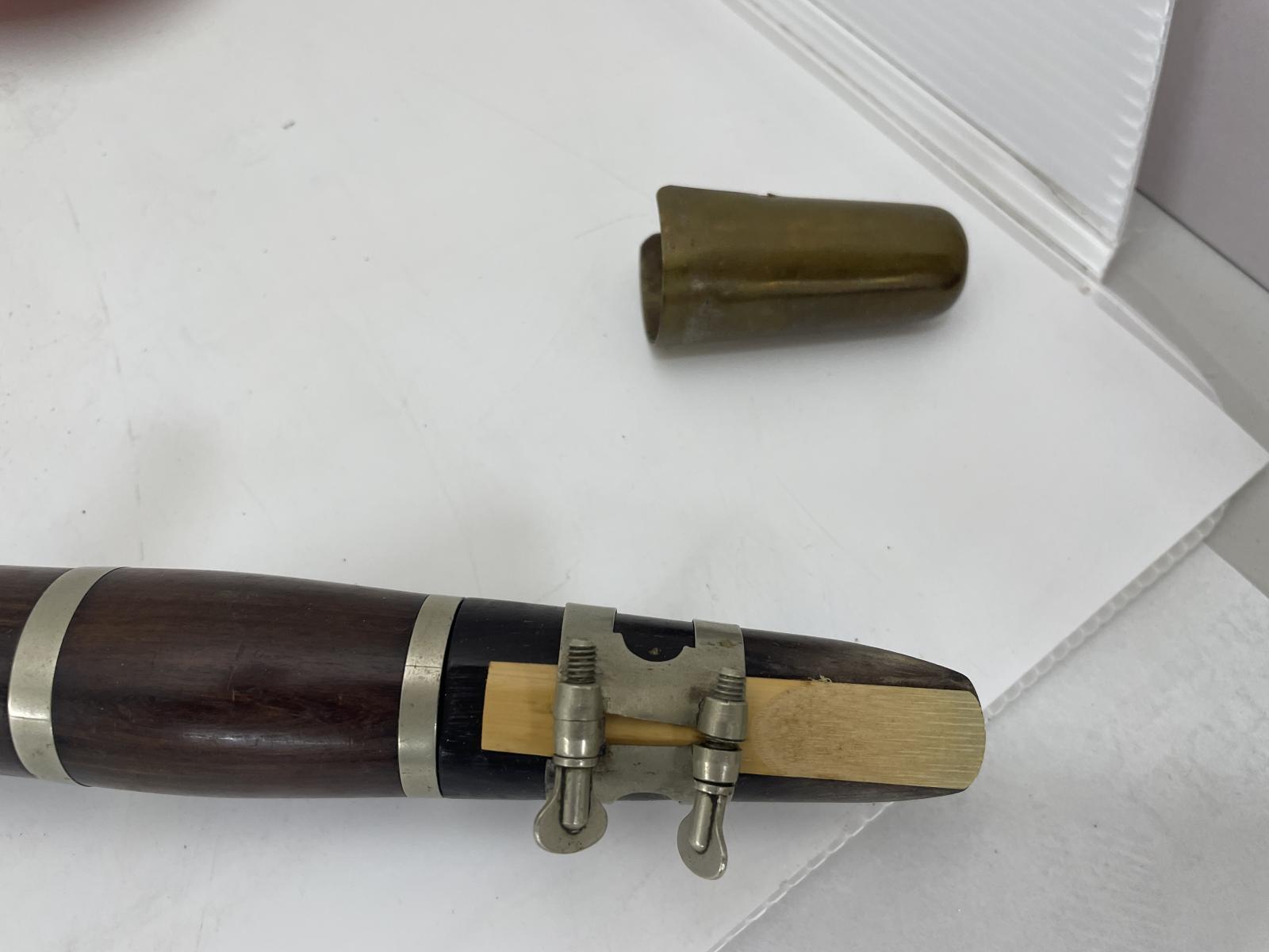 Clarinet mouthpiece showing the reed