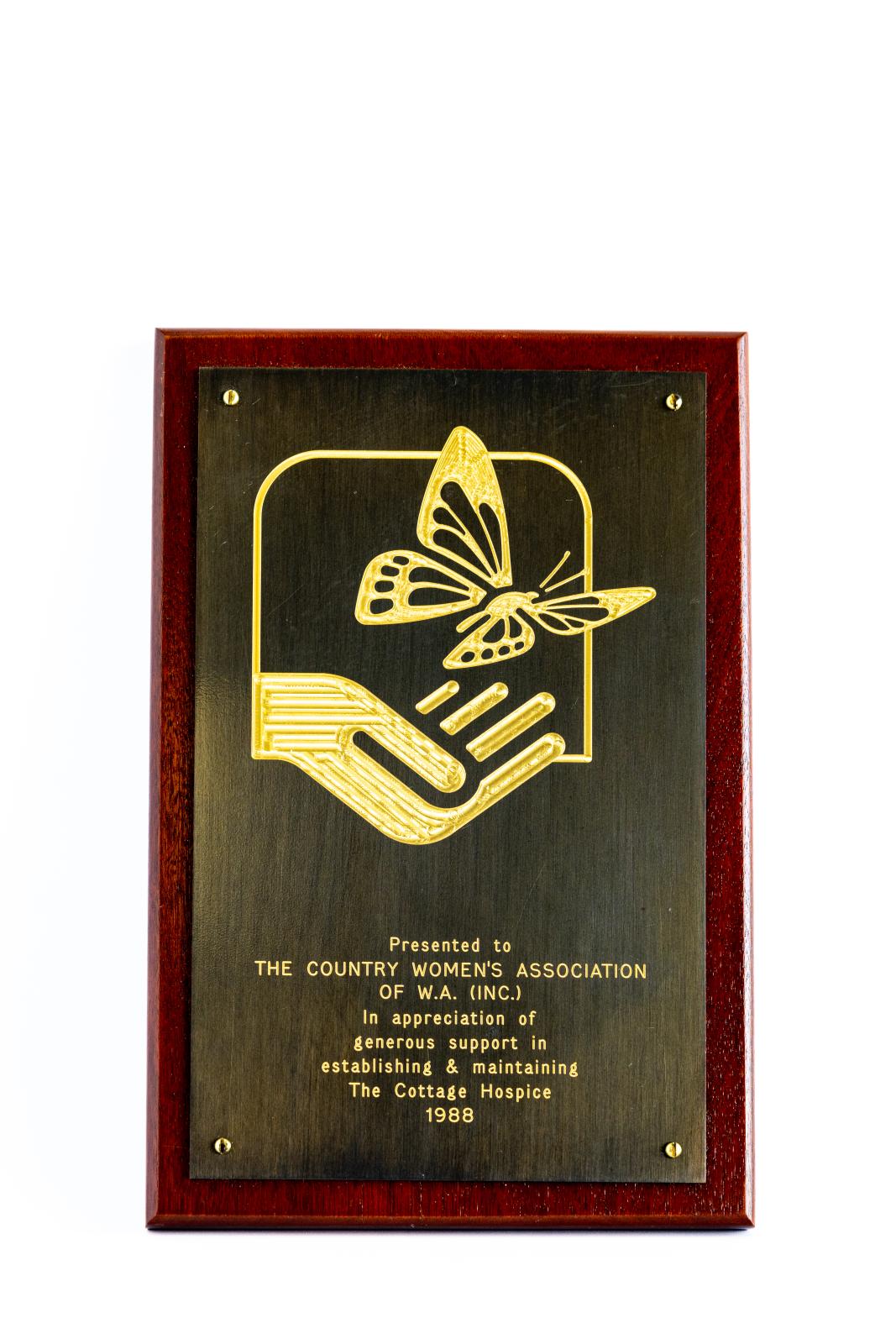 Cottage Hospice plaque