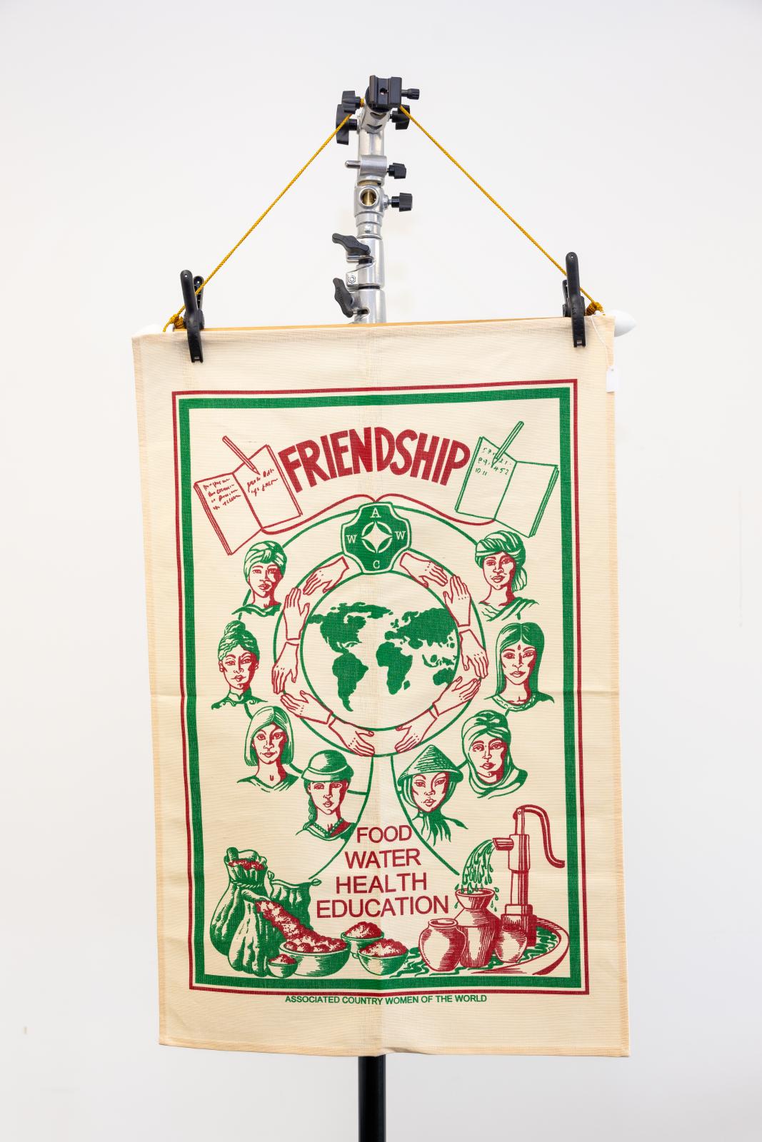 Friendship, Food, Water, Health, Education Commemorative tea towel 