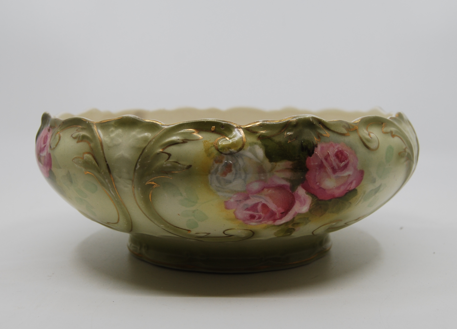 Milford ware bowl with floral patterns