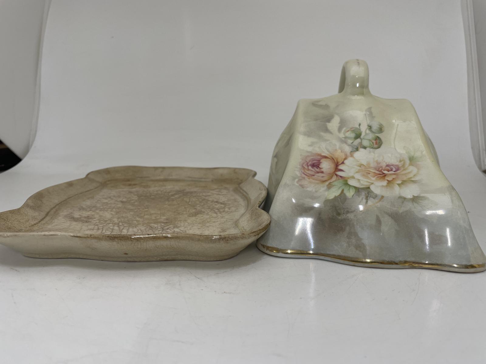 Floral Patterned Cheese Dish with Lid