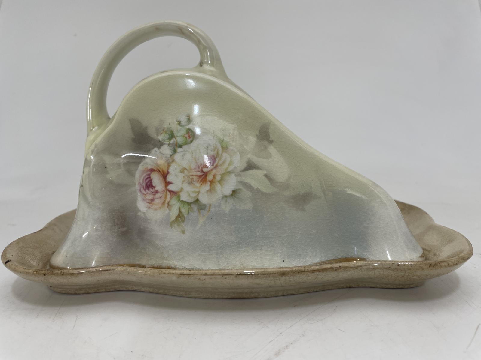 Floral Patterned Cheese Dish with Lid