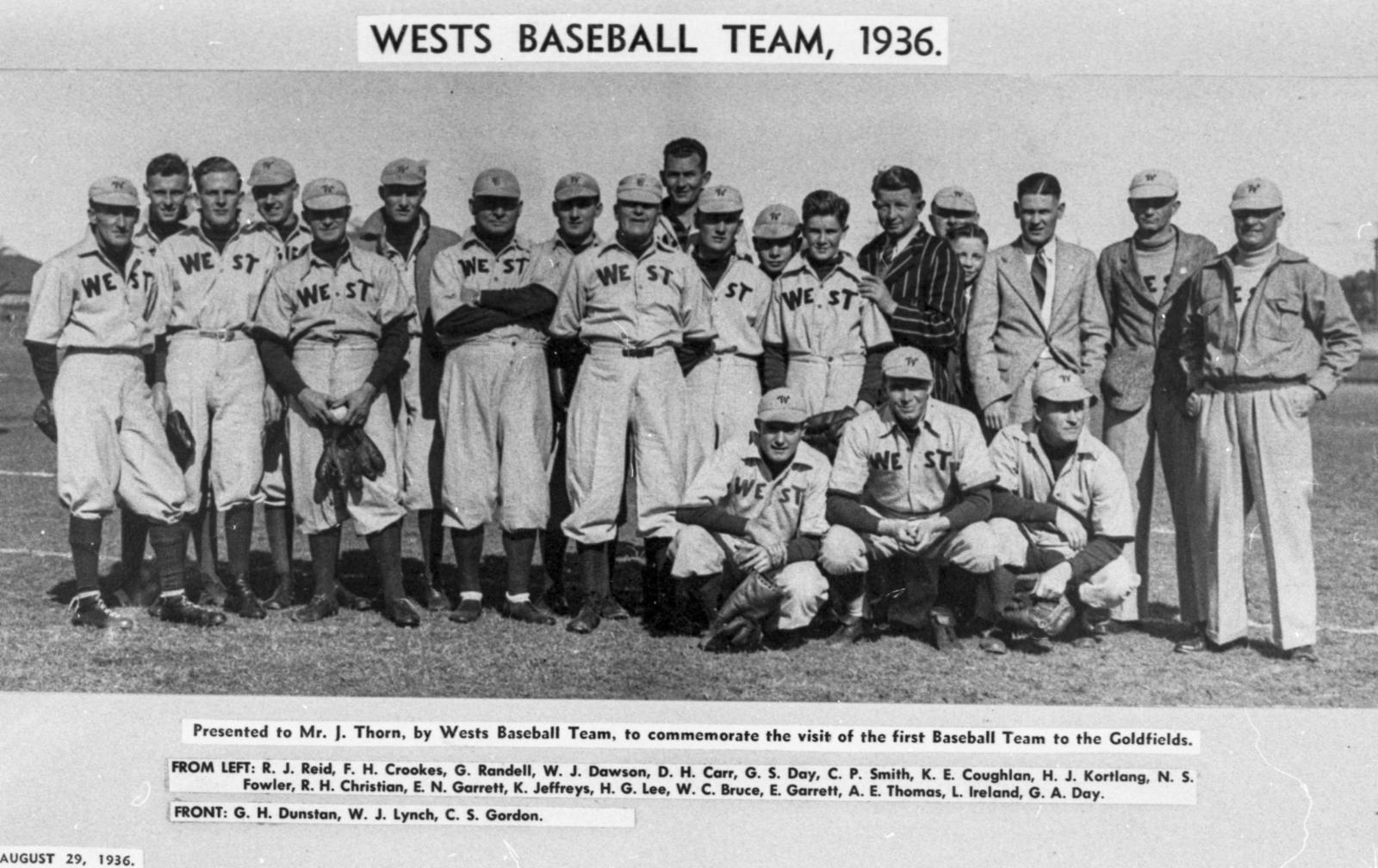 1936 'Wests' baseball team