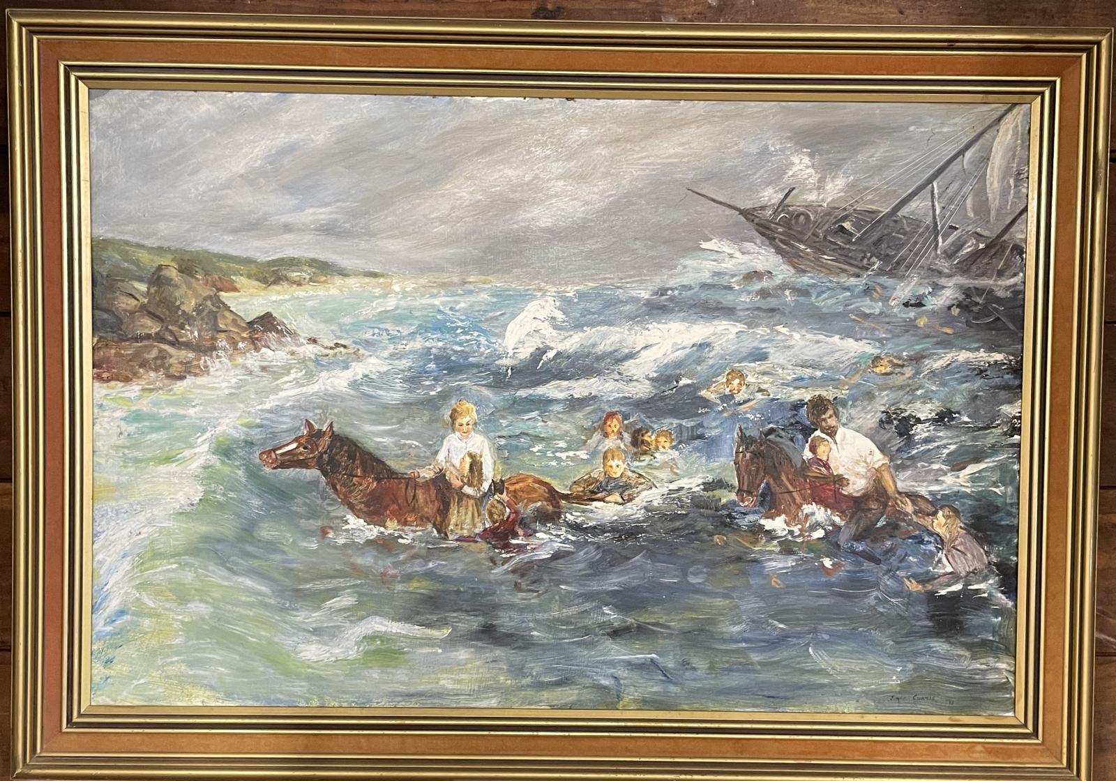 Painting of the wreck of the steamer Georgette