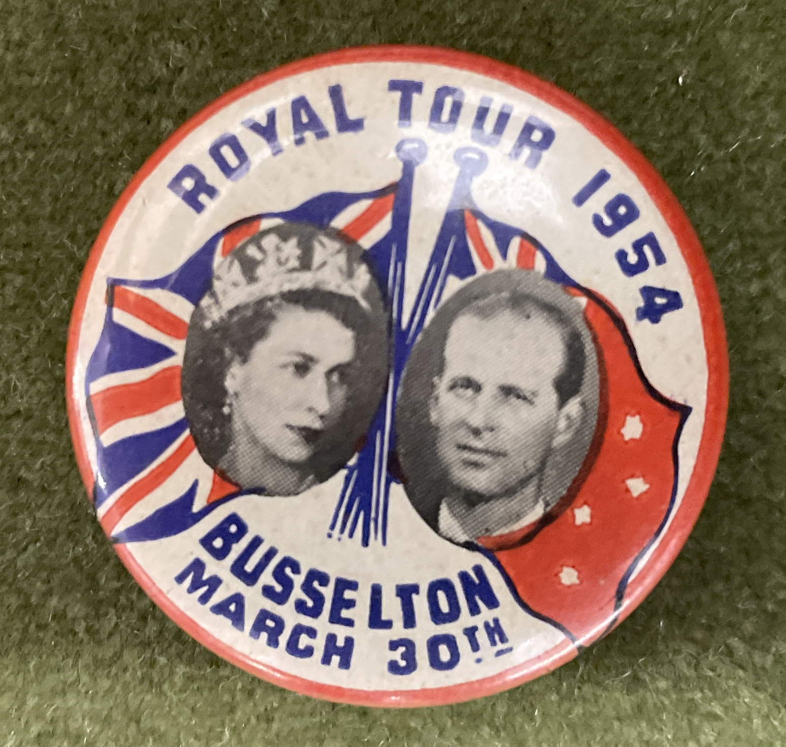 Queen Elizabeth II 1954 Royal Visit to Busselton Badge