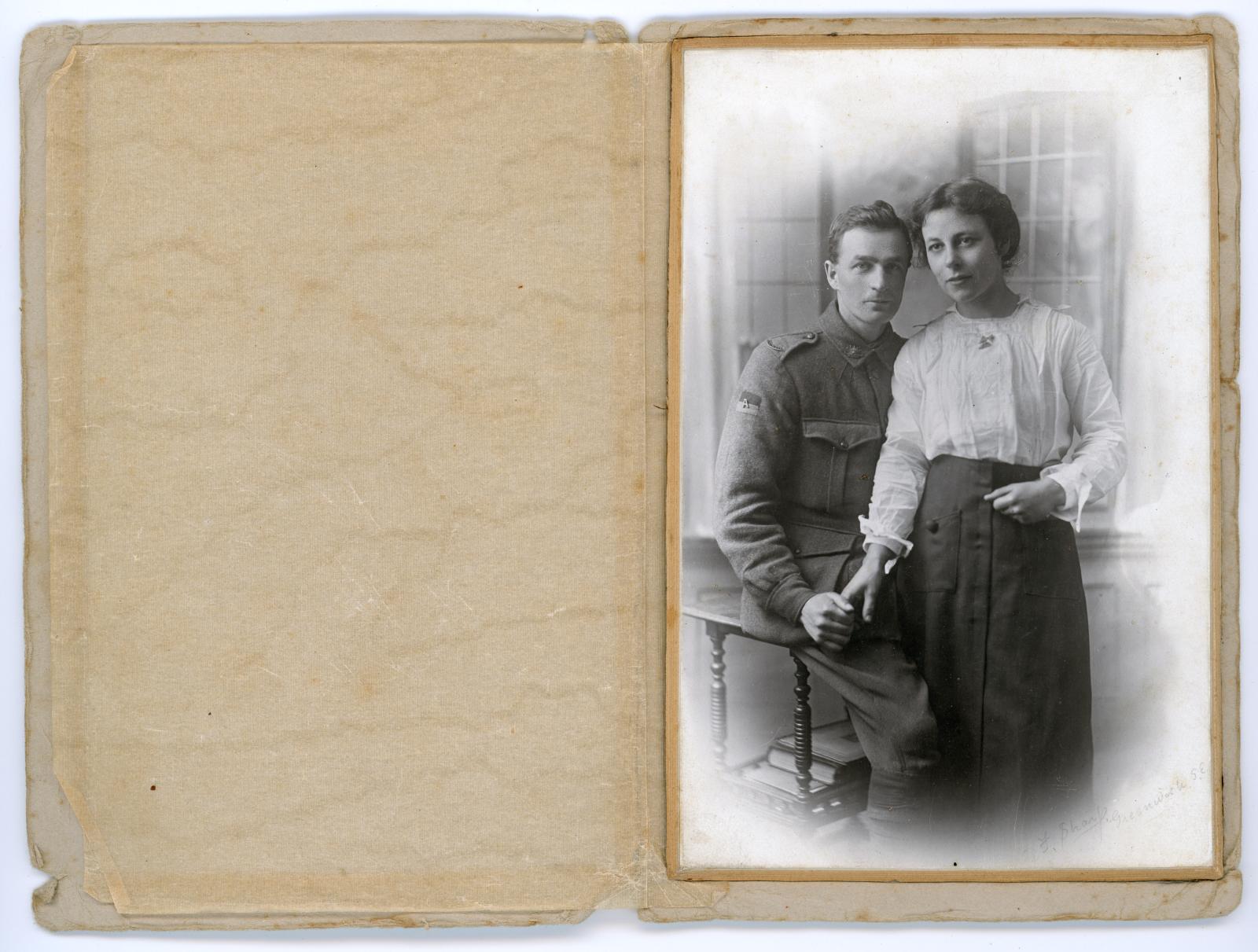 Black & white photograph of Pte. ROBINS & wife