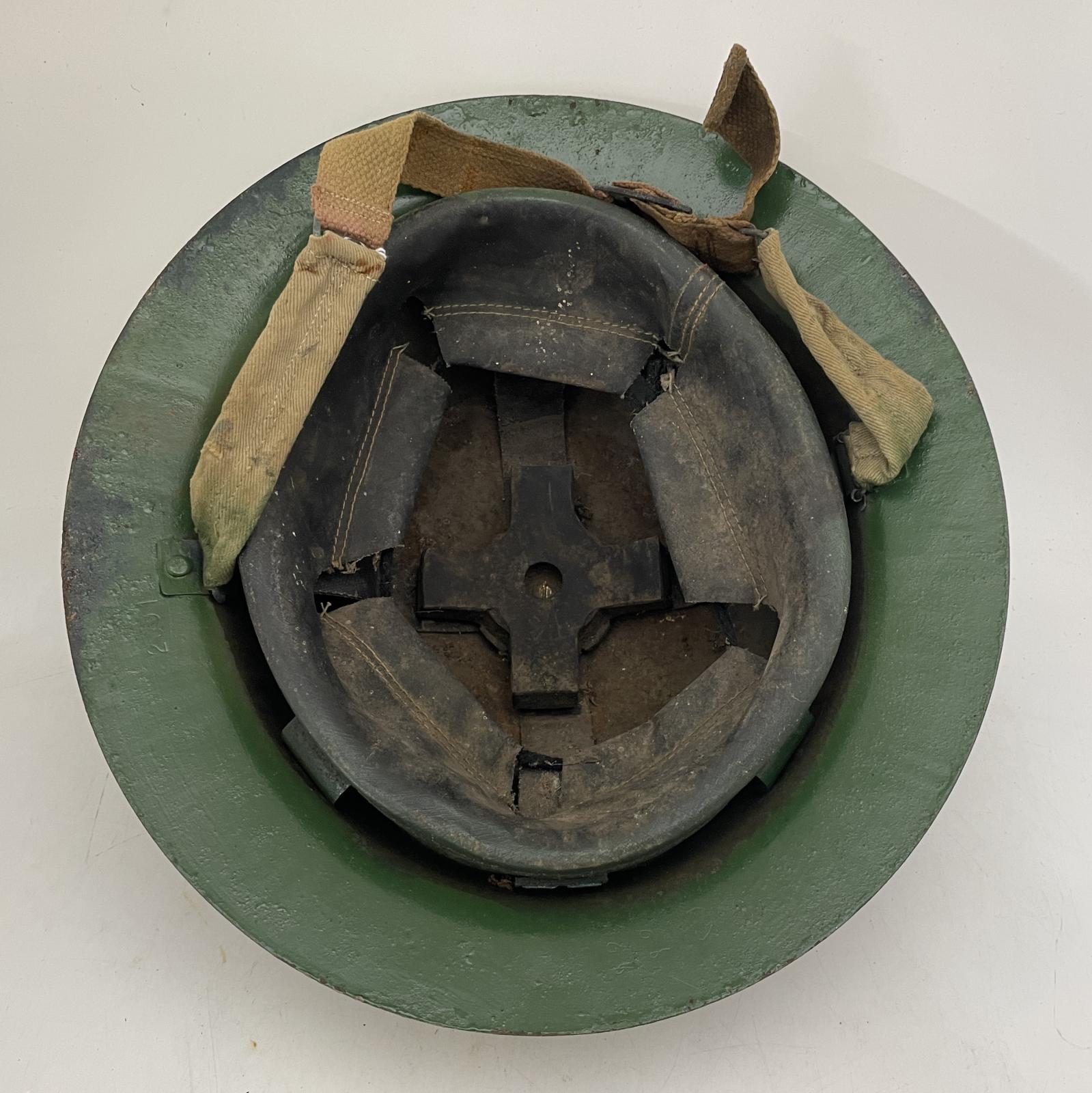 Interior of helmet showing the lining and chin strap