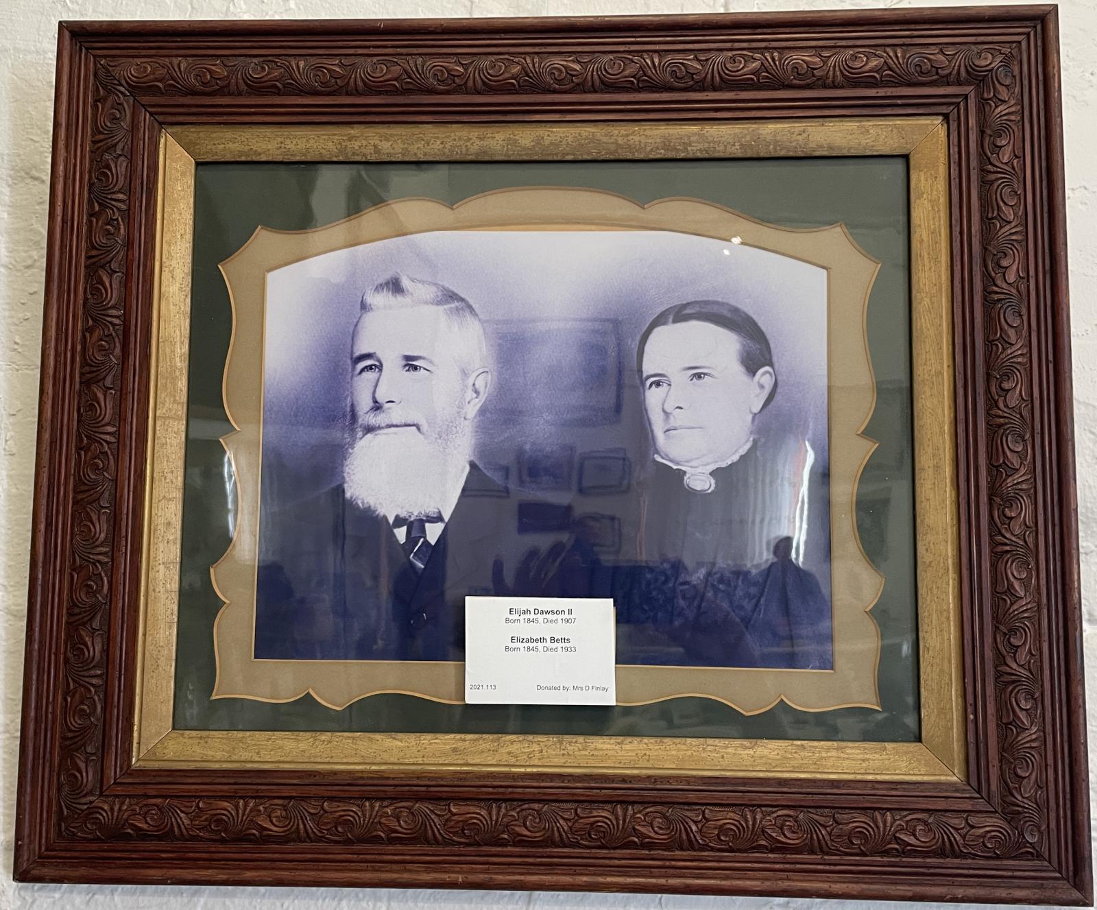 Framed Photograph of Elijah Dawson II and Elizabeth Betts