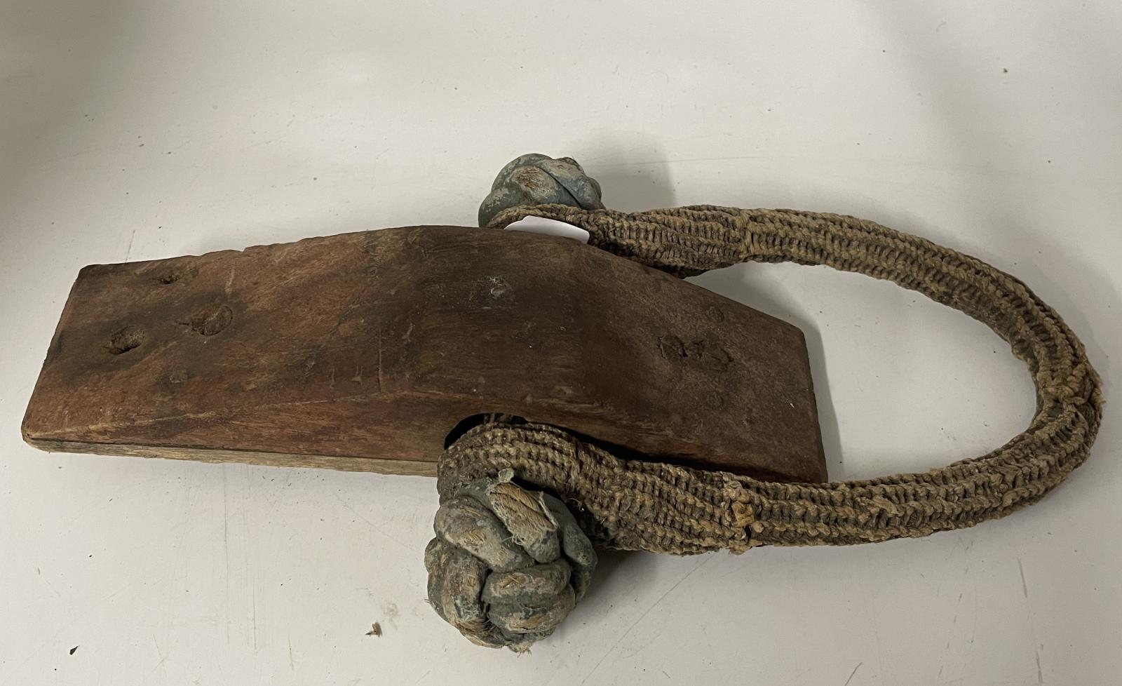 Rope handle that would have been mounted on a Seaman's chest