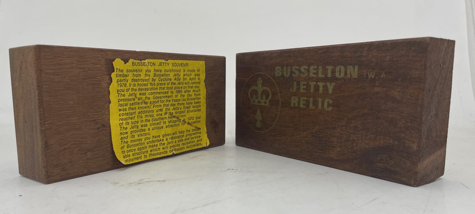 Front and back of the 2 Busselton Jetty Relics