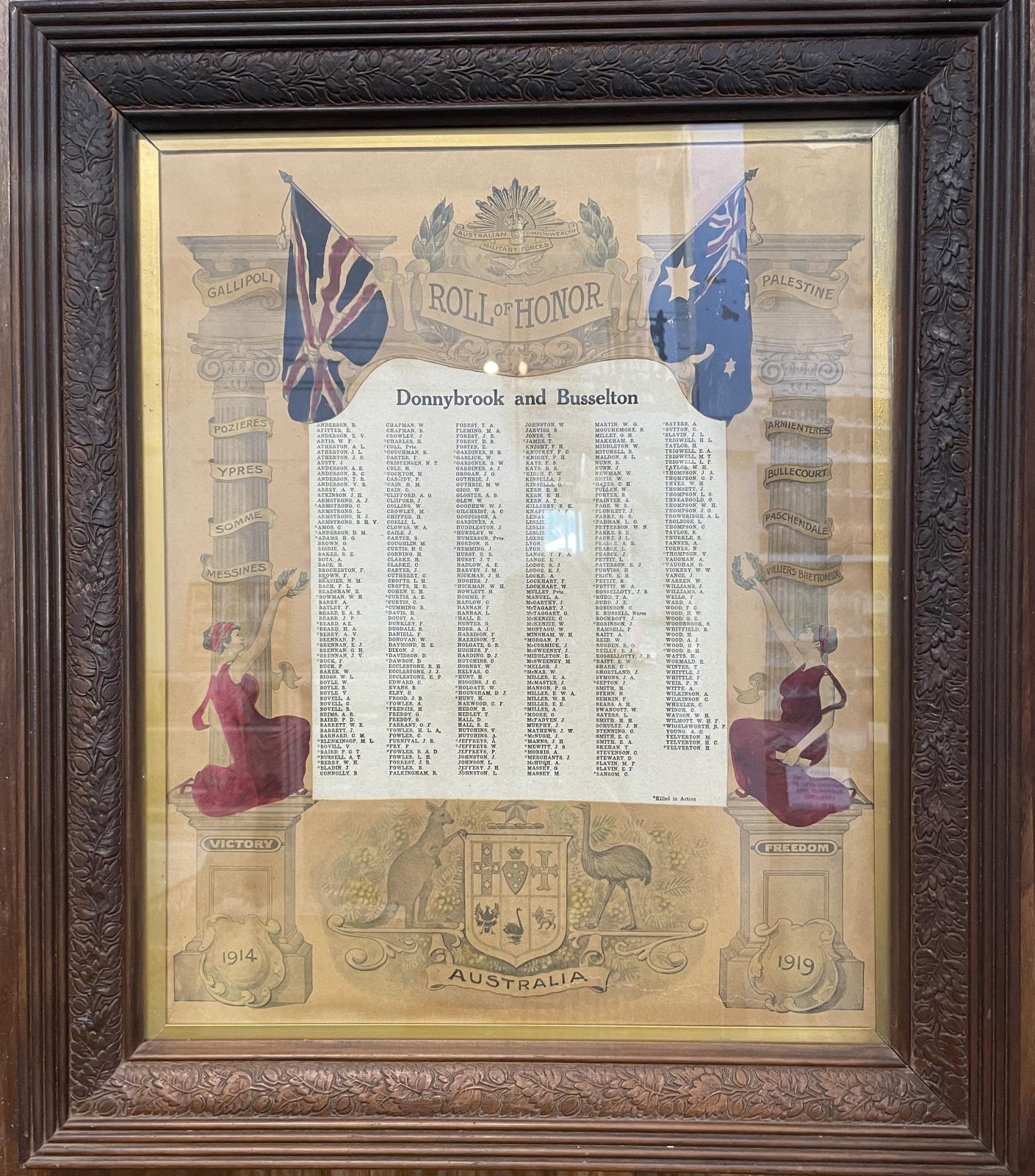 Roll of Honour Donnybrook and Busselton