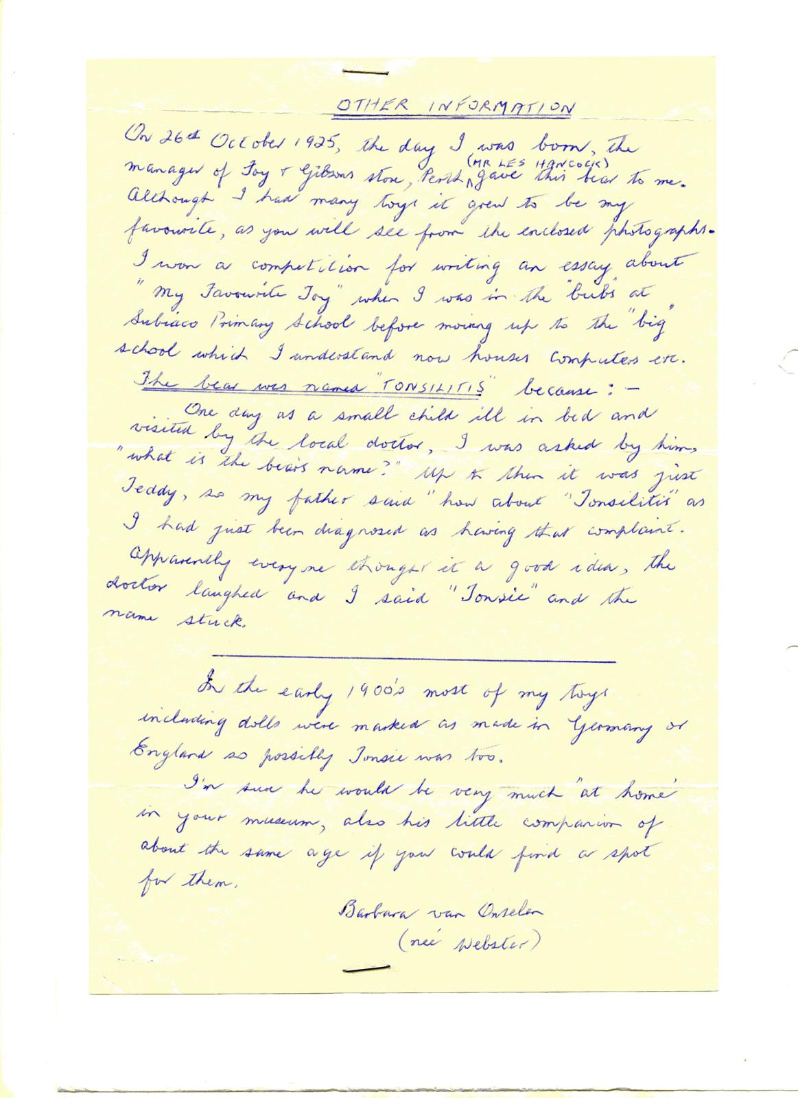 Barbara's Letter