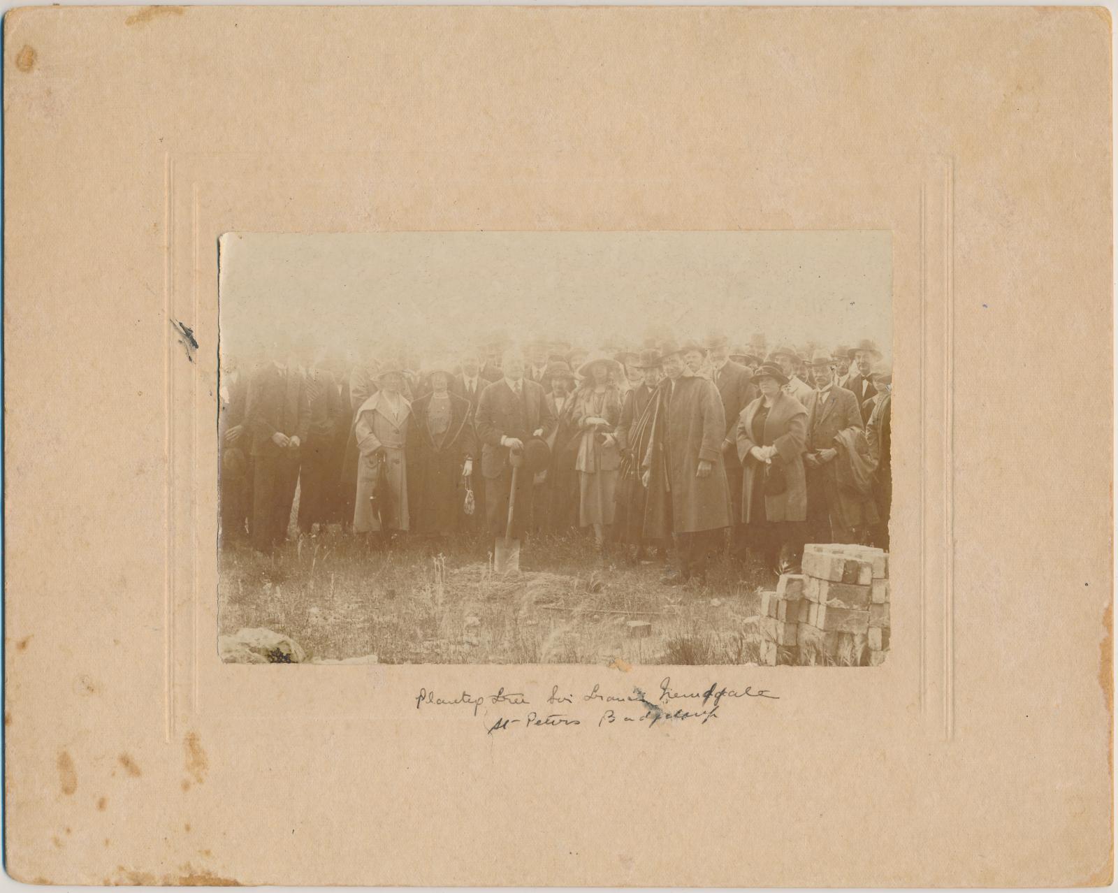 Sir Francis Newdegate planting a tree at St Peters Church, Badgebup