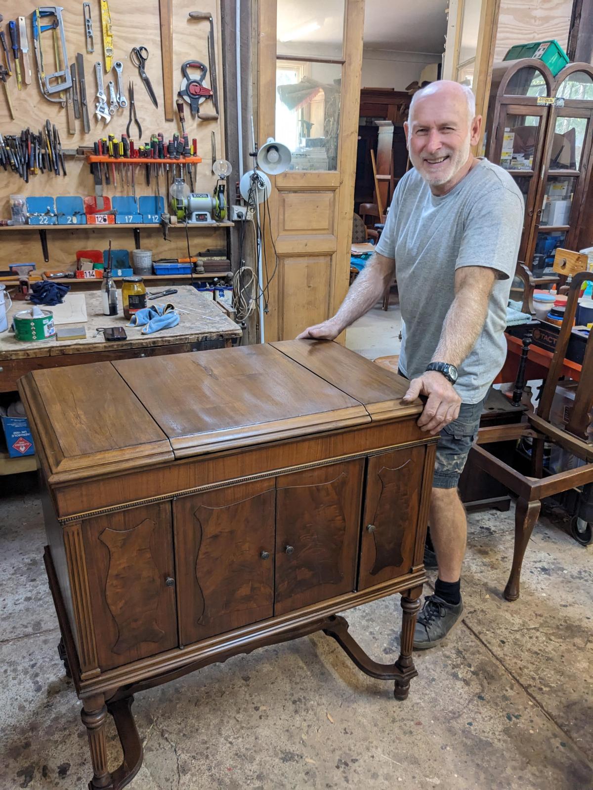 Gramophone during restoration