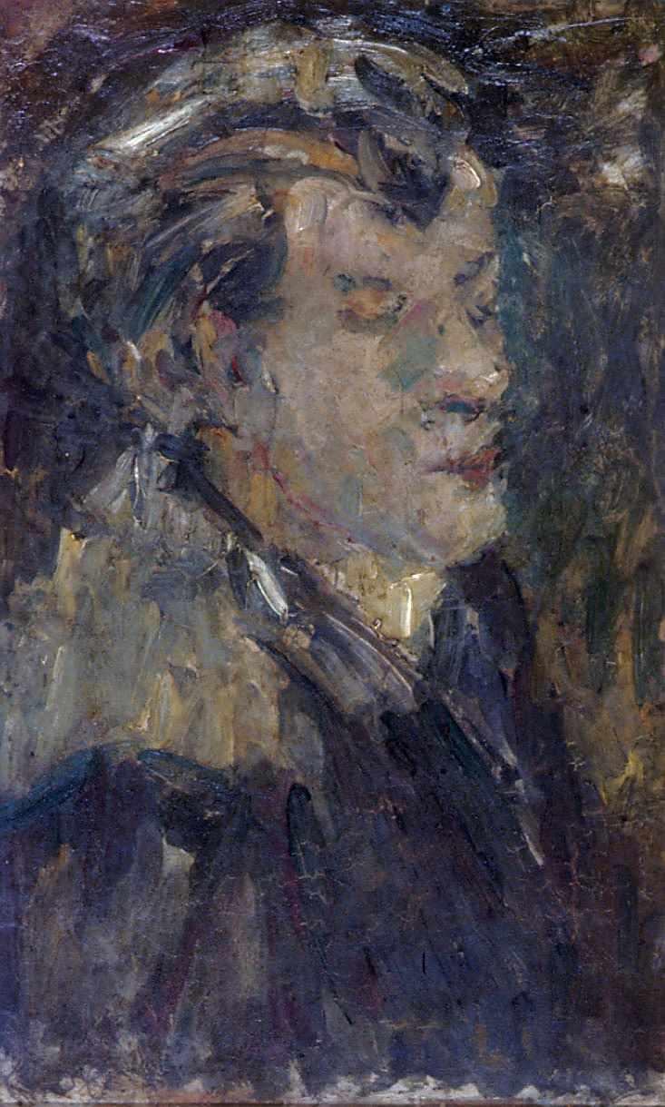 Oil painting portrait of Lord Alfred Douglas in profile