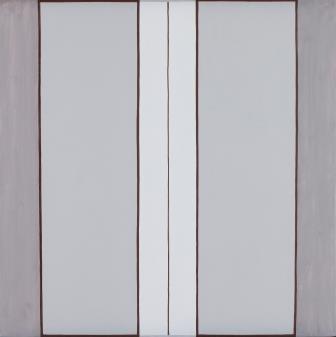 Abstract artwork painted in various shades of grey in vertical stripes