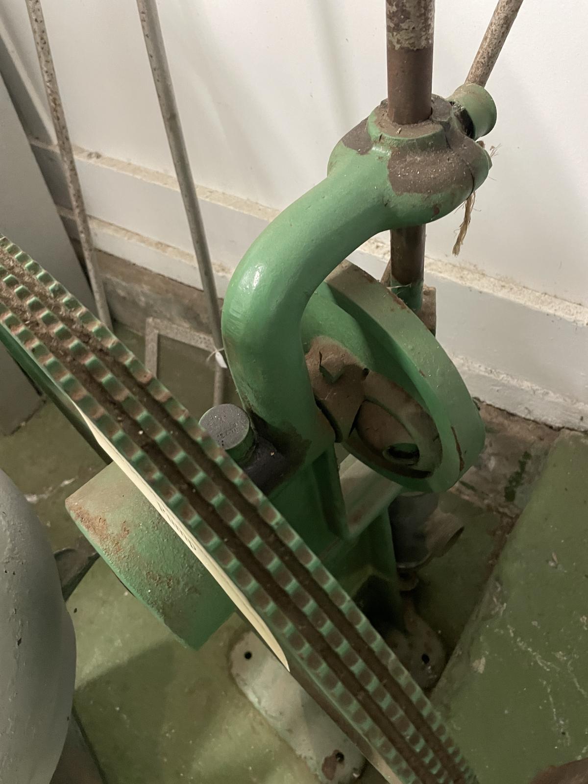 Green painted iron cream pump