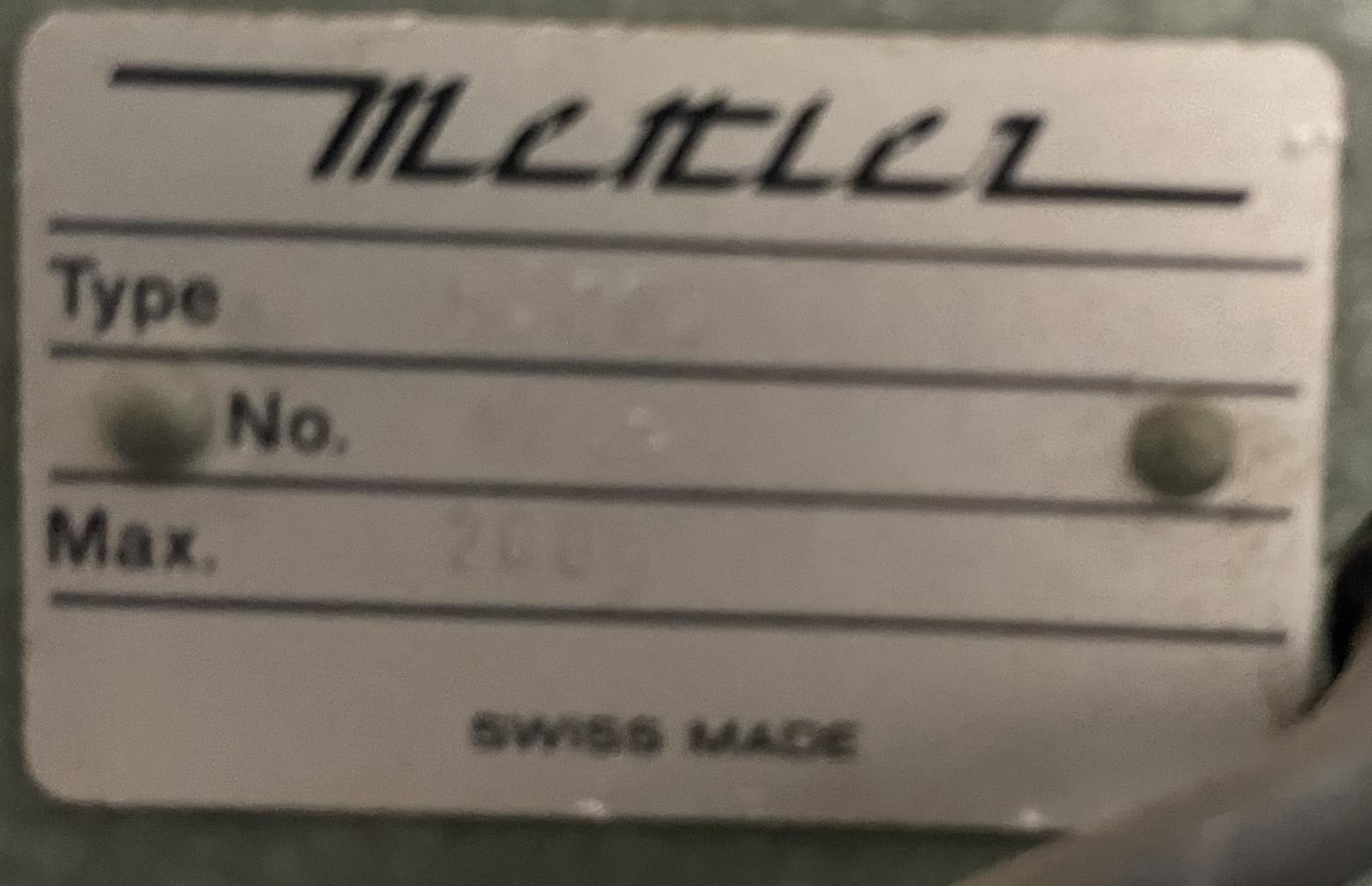 Mettler label on the back of the scales