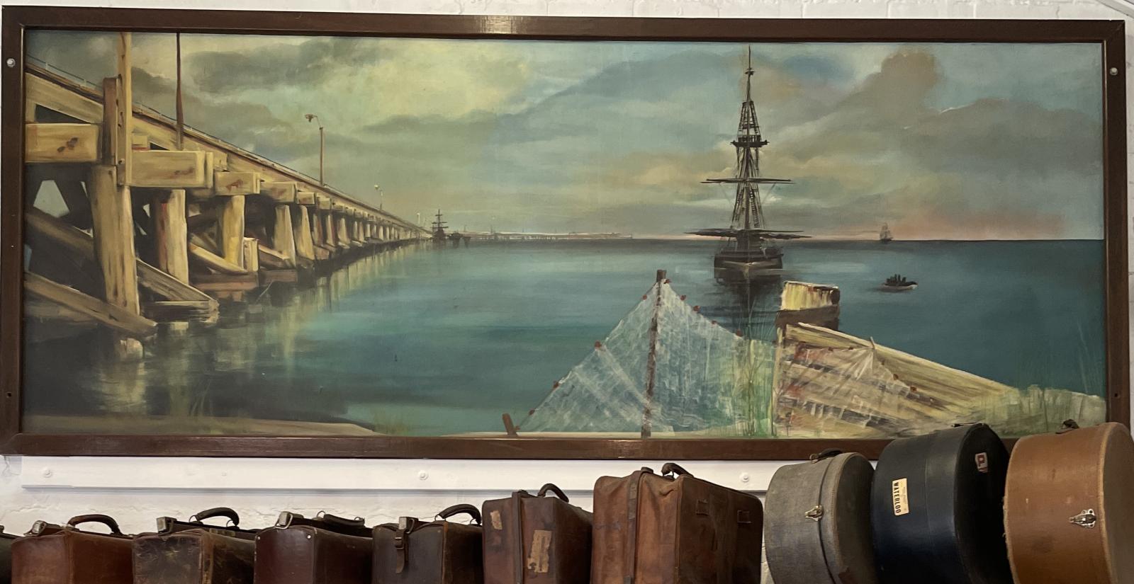 Large framed painting of the Busselton Jetty