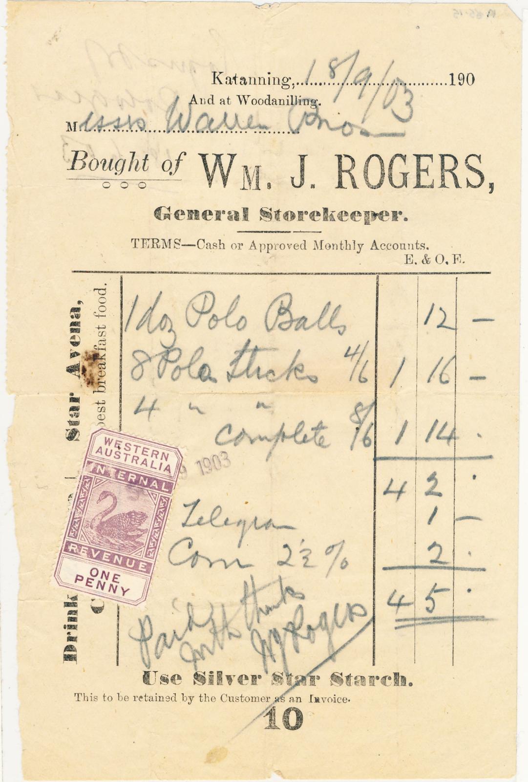 Front of Wm. J. Rogers Docket