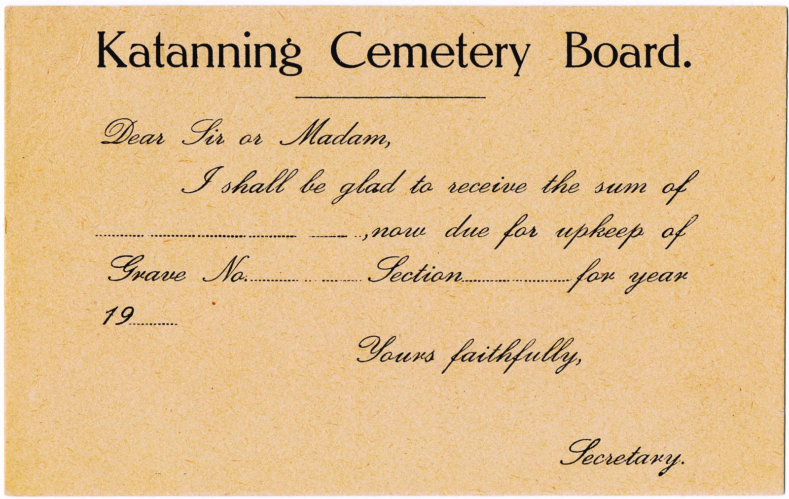 Katanning Cemetery Board Reminder