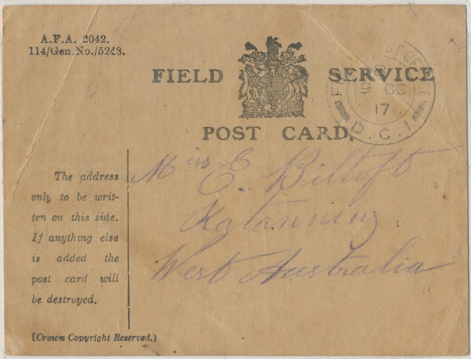 Field Service Postcard