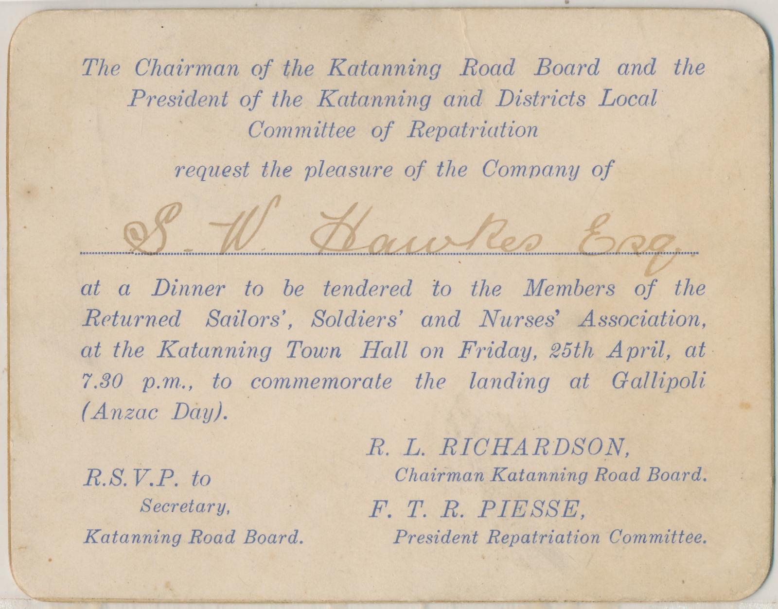 Repatriation Dinner Invitation