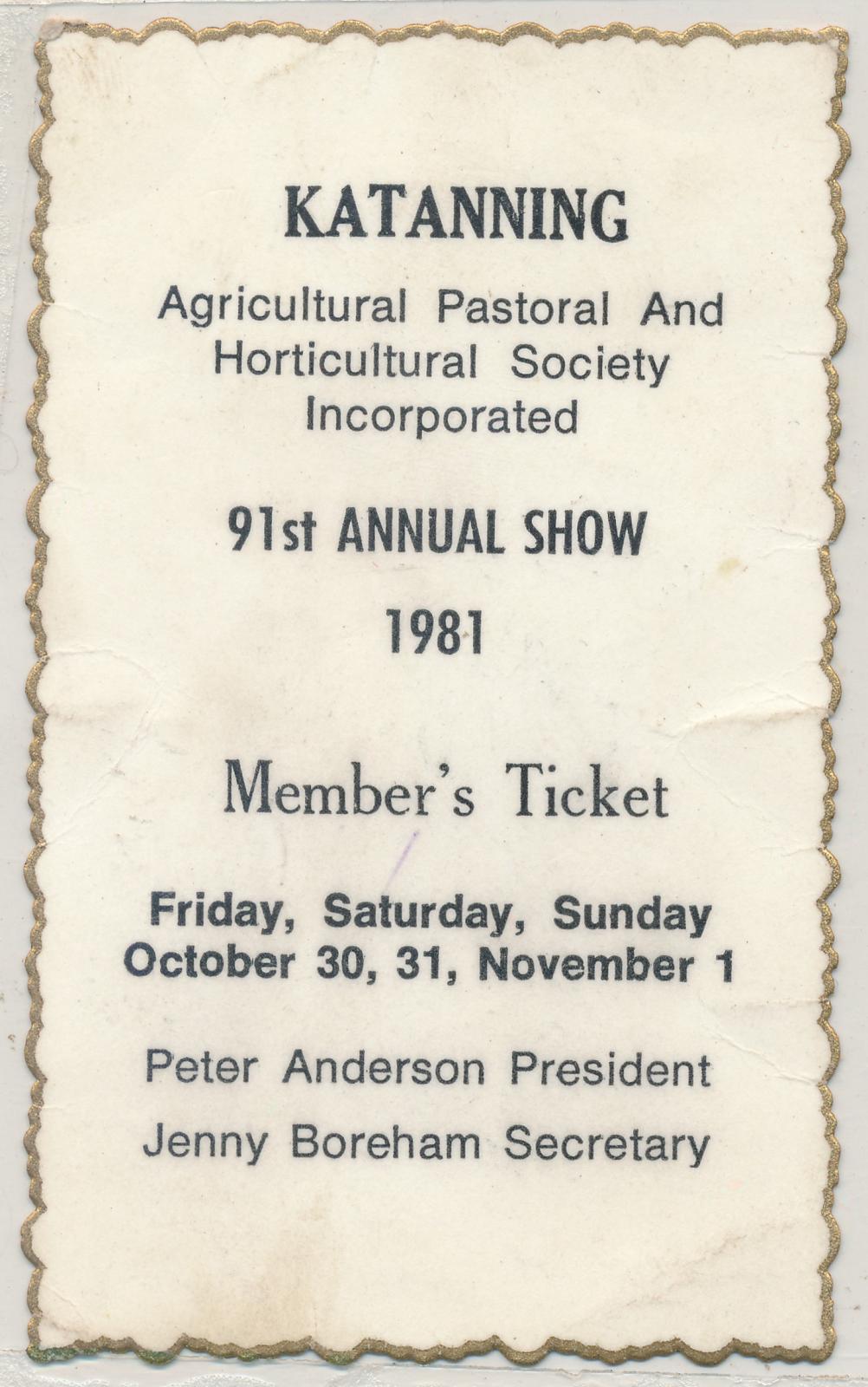 Katanning Show Ticket