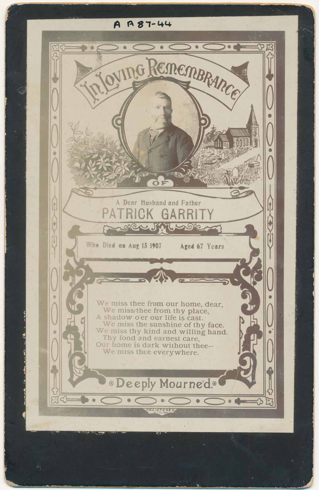 Patrick Garrity Remembrance Card