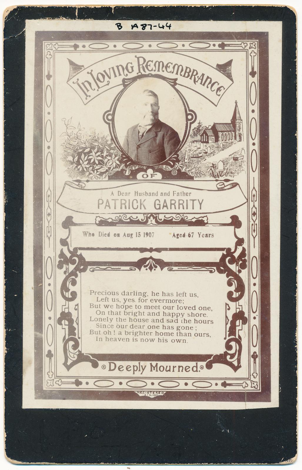 Patrick Garrity Remembrance Card