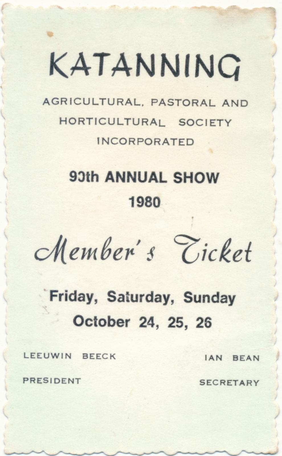 Member's Ticket for the Katanning Show