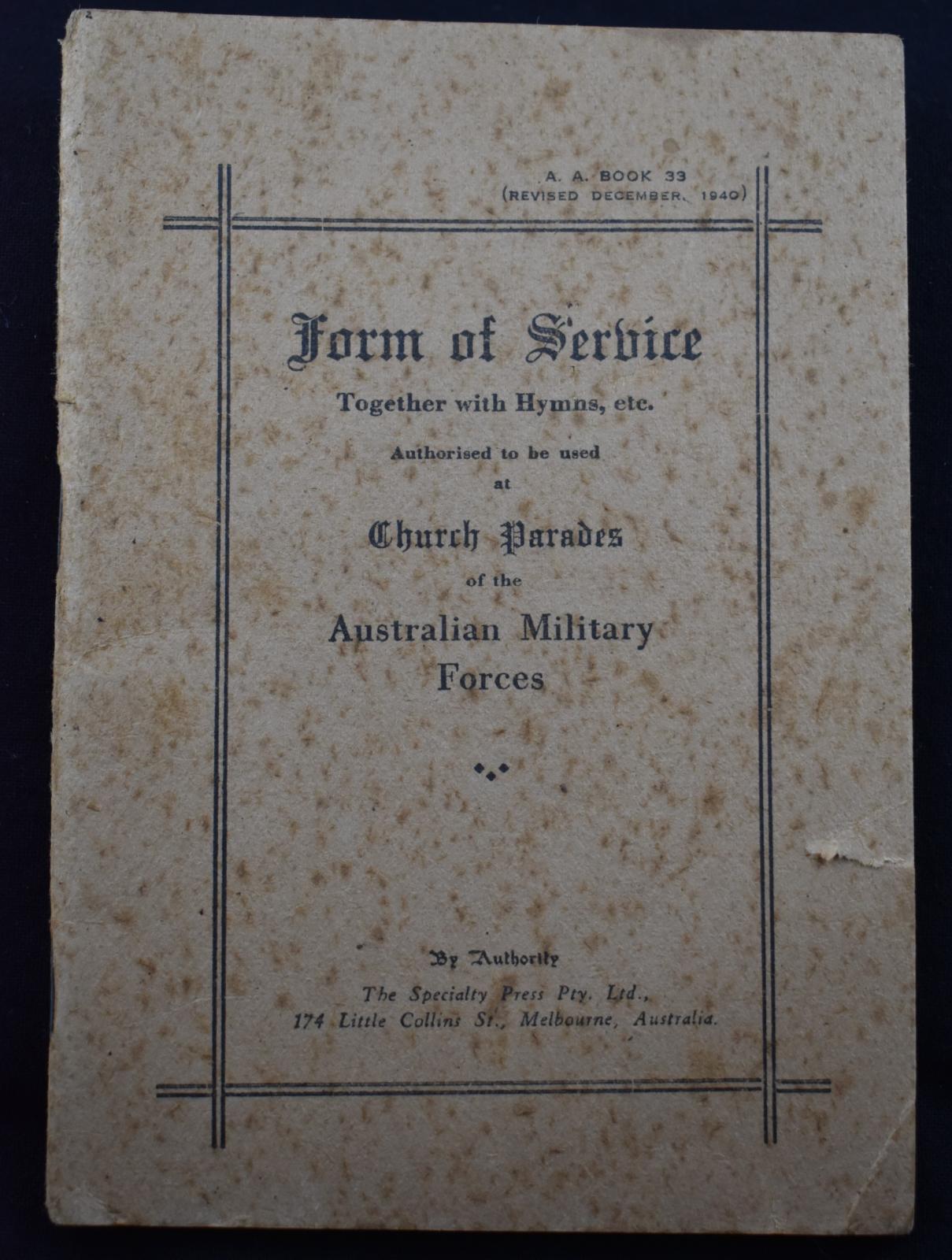 'Form of Service' booklet