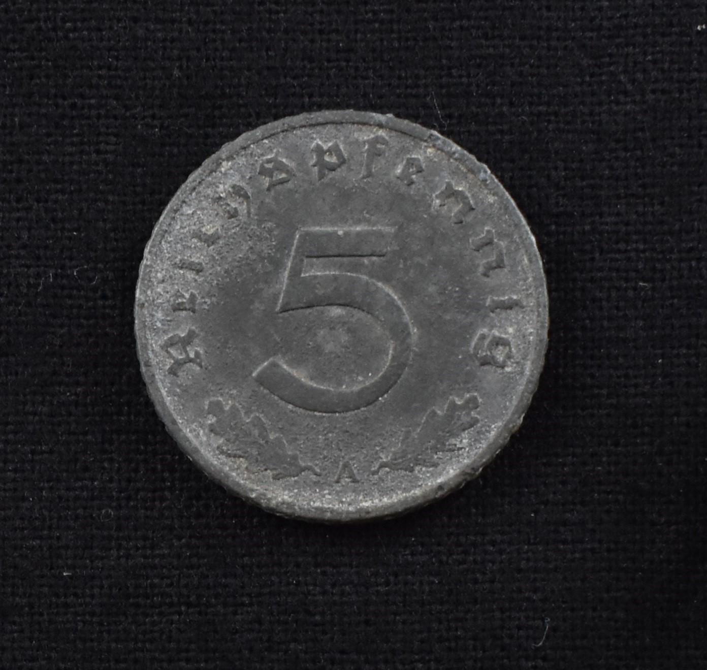 1940 Nazi Germany 5 Reichspfenning Coin - reverse