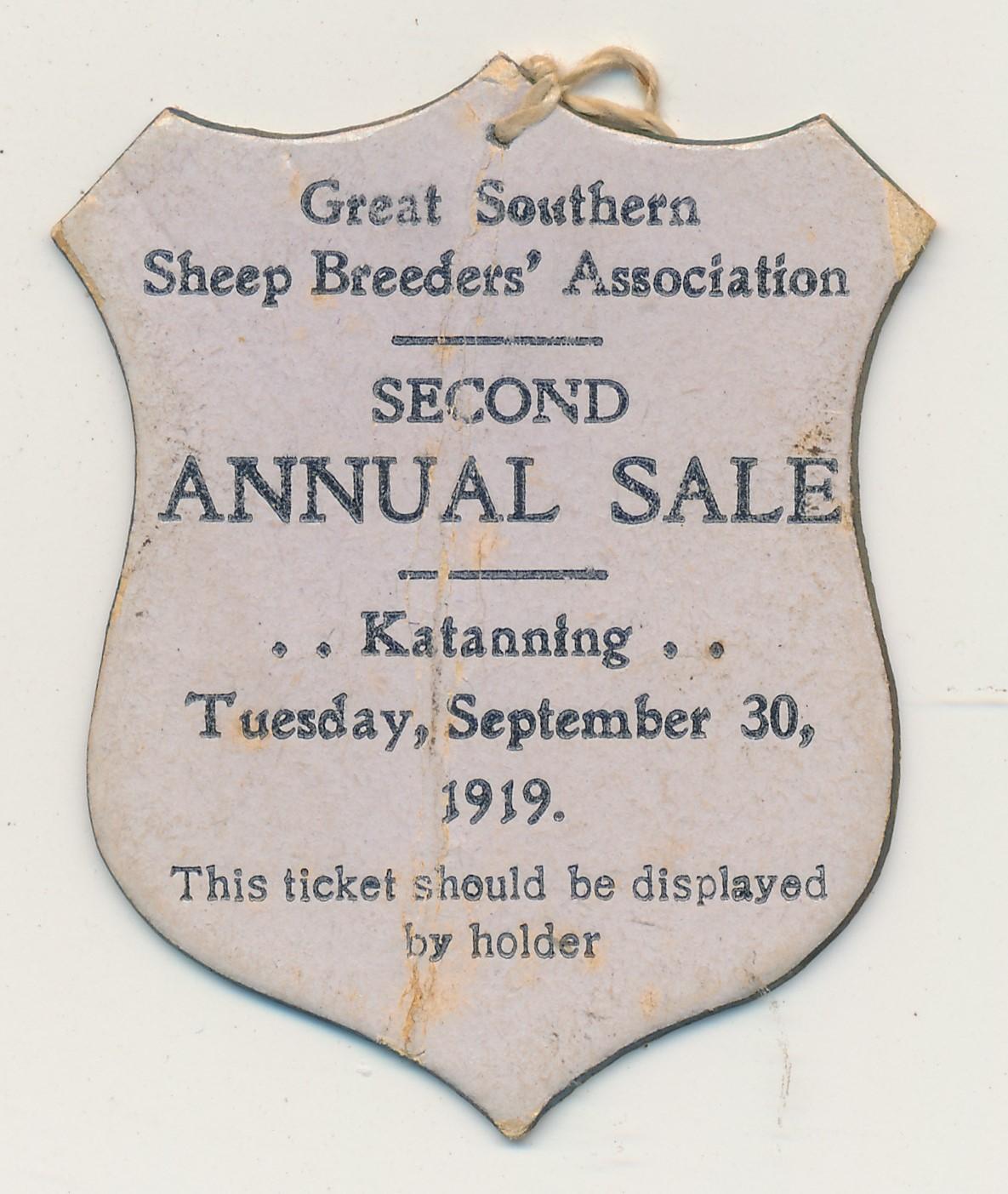 Great Southern Sheep Breeders' Association Ticket