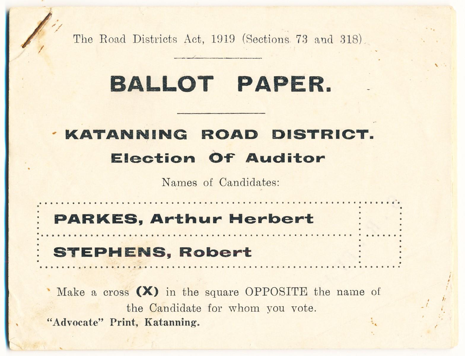 Ballot Papers for Election of Auditor