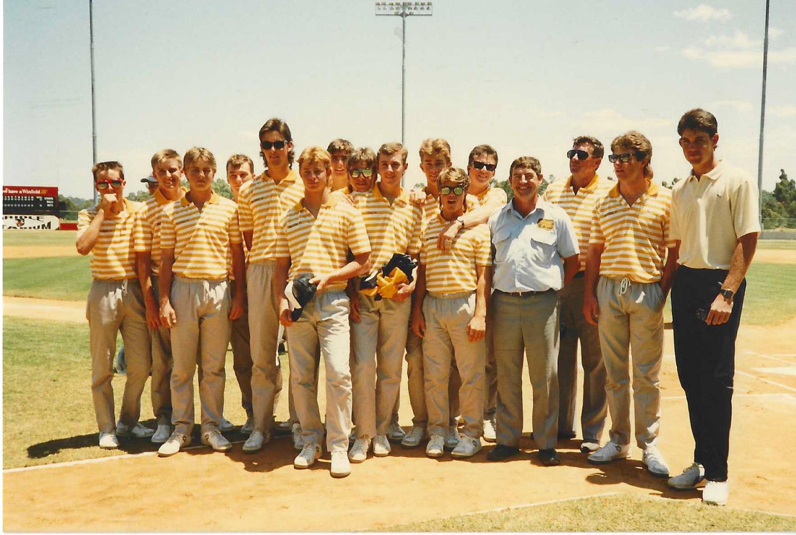 Western Australian 1987 Under-18 state baseball team at Oriole Park stadium, Sydney