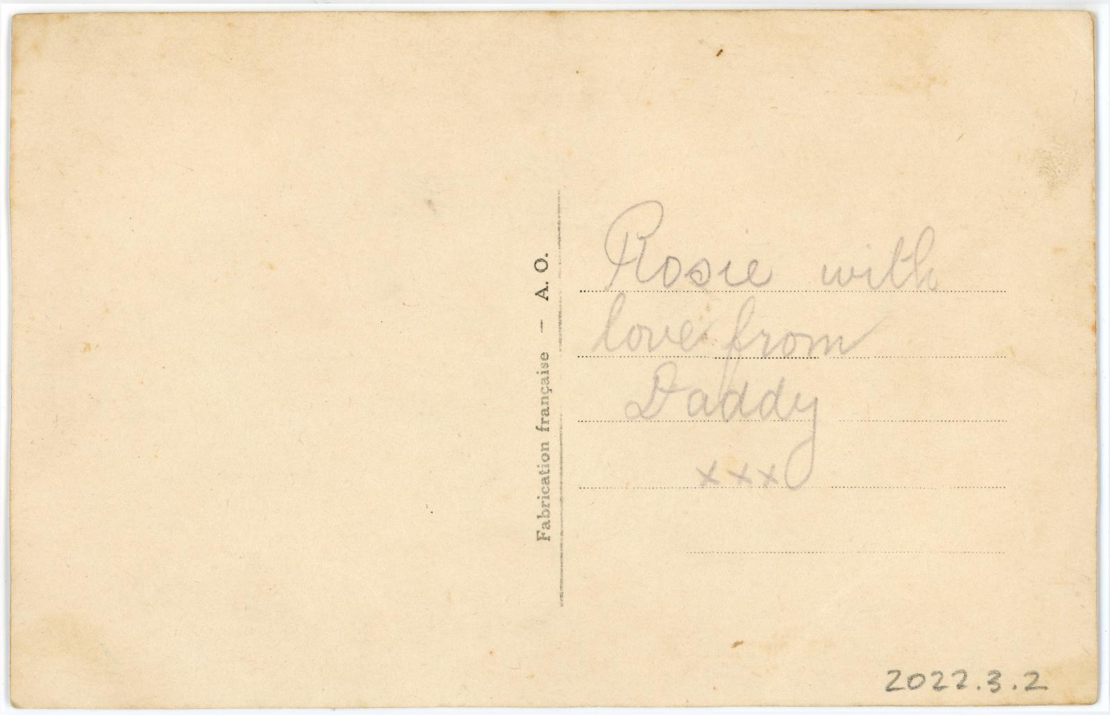 Reverse of silk postcard