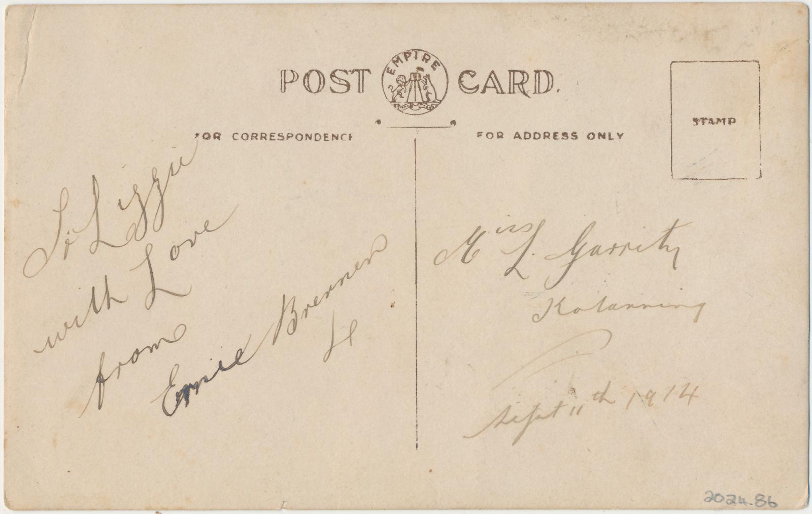 Back of postcard of Group of Men