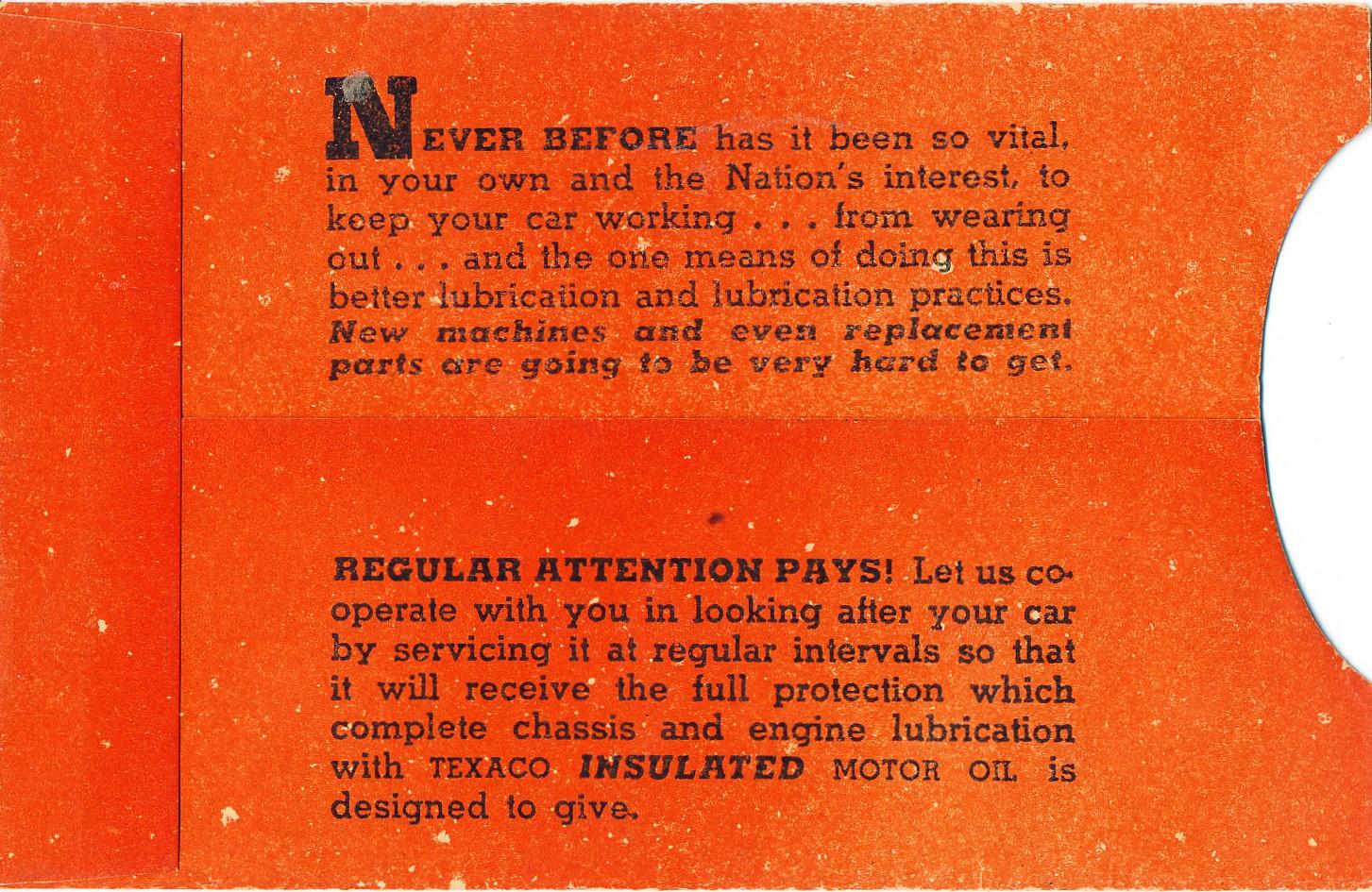 Back of Petrol Coupon Holder