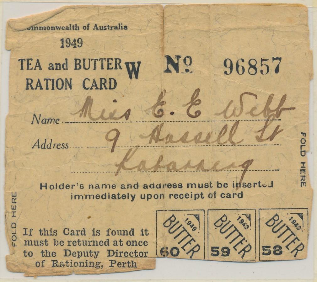 Tea and Butter Ration Card