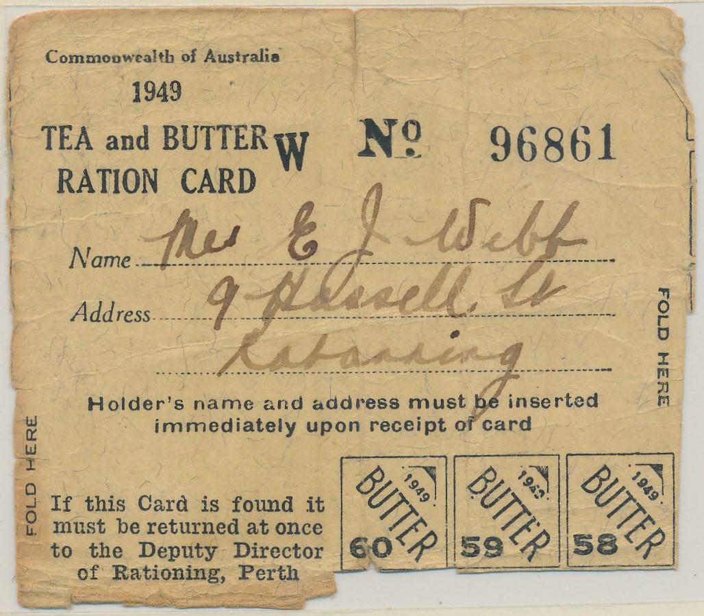 Tea and Butter Ration Card